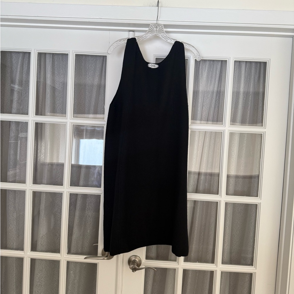 COS Black Boiled Wool Sleeveless Mini Dress